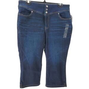 Lane Bryant High Rise 3 Button Pedal Jegging Dark‎ Wash Womens Size 16 New